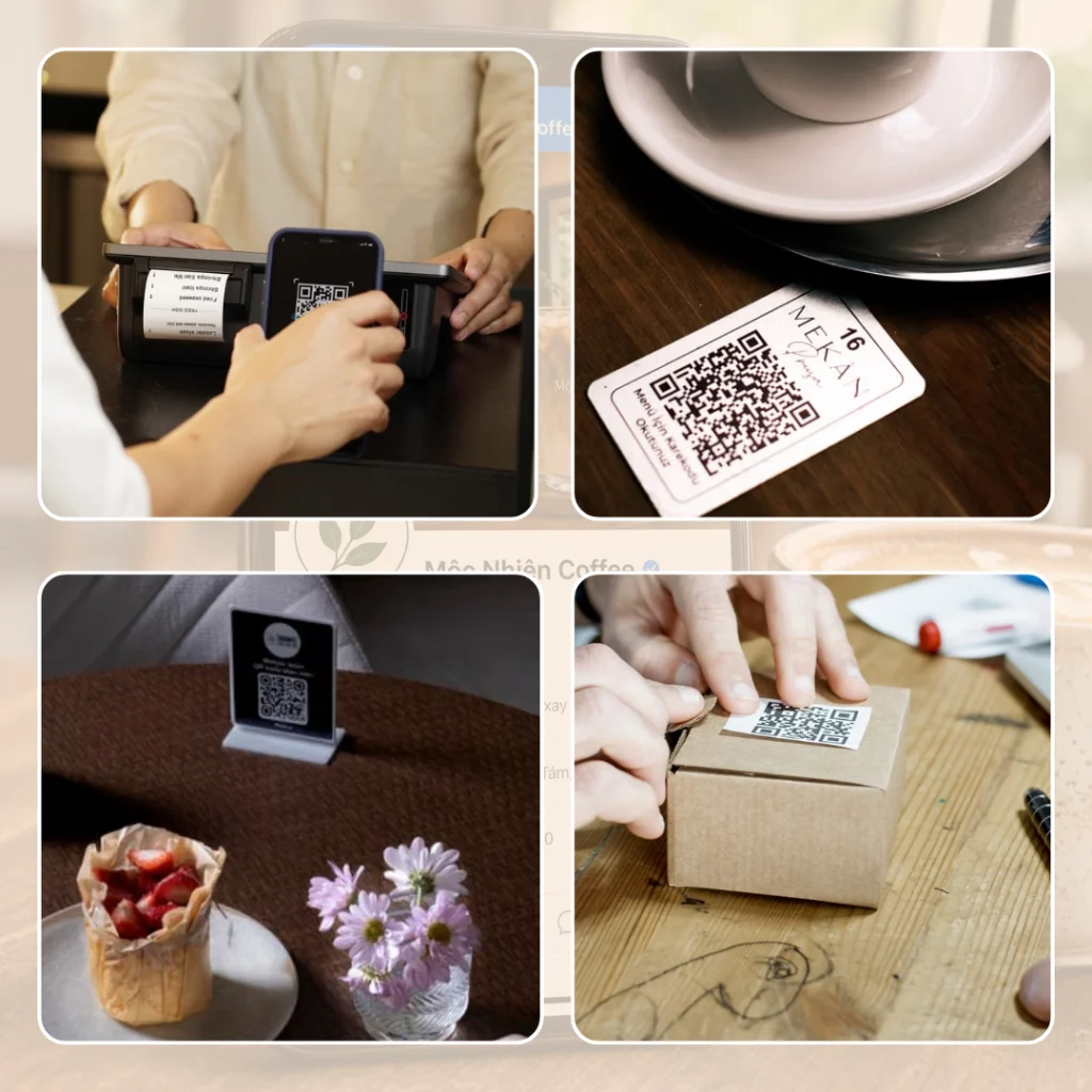 Mã QR Zalo OA được đặt tại cửa hàng để khách hàng quét và kết nối với thương hiệu.